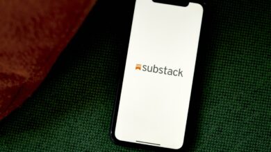 The Substack logo on a smartphone