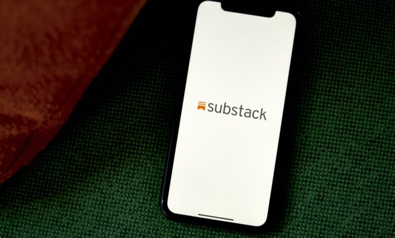 The Substack logo on a smartphone